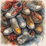 shoe pile watercolor dark shoe pile watercolor dark